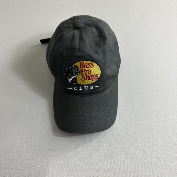 Bass Pro‎ Shops Hat Cap Strap Back One Size Adjustable Fishing Fish Gray Outdoor - Picture 1 of 6